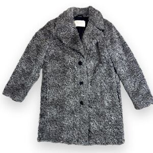 Zara Woman Gray Curly Faux Fur Button Front Coat Size Small